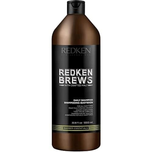 Redken Brews Daily Shampoo For Men - Lightweight Hydrating Cleanser For All Men's Hair Types, Adds Moisture and Shine to Dry Hair, 33.8 Fl Oz