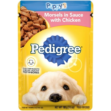 Pedigree Puppy Morsels In Sauce With Chicken Wet Dog Food For Puppy 3.5 Oz Pouch