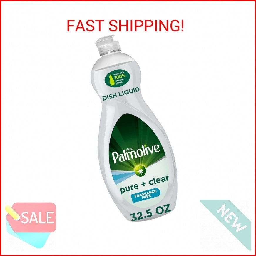 Palmolive Ultra Dishwashing Liquid Dish Soap, Pure + Clear Fragrance Free - 32.5