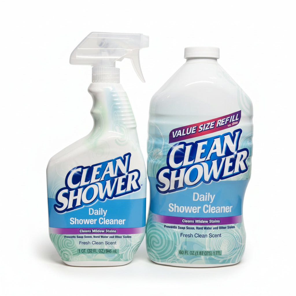 Clean Shower, Daily Shower Cleaner - No Scrub Bundle Pack [32oz. Spray Bottle...