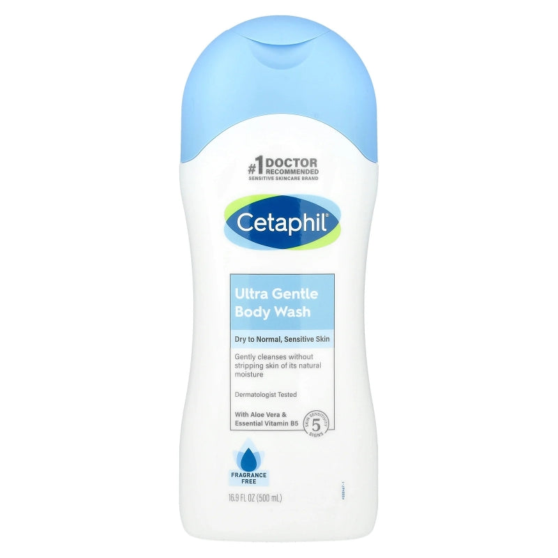 Cetaphil Ultra Gentle Body Wash, Fragrance Free, 16.9 fl oz (500 ml)