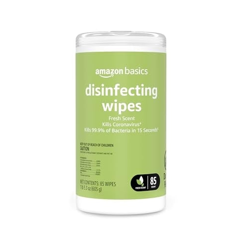 Amazon Basics Disinfecting Wipes, Fresh Scent, Sanitizes/Cleans/Disinfects/Deodorizes, 85 Count