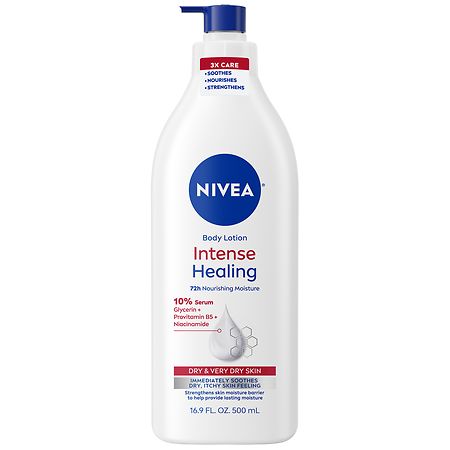 NIVEA Intense Healing Body Lotion for Very Dry and Itchy Skin  72Hr Moisturizer  16.9 fl oz