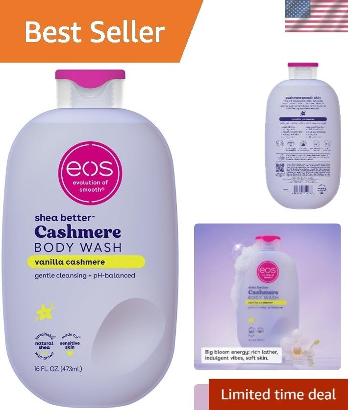 eos Shea Better Body Lotion Vanilla Cashmere, 24-Hour Moisture Skin Care, Lightweight & Non-Greasy, Natural Shea, Vegan, Vanilla Body Lotion, 16 fl oz