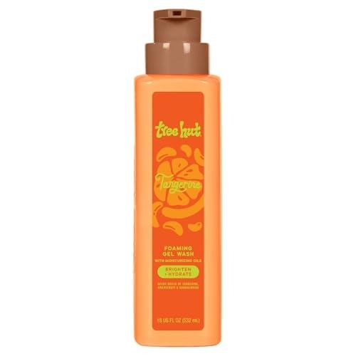 Tree Hut Tangerine Foaming Gel Wash, Hydrating & Moisturizing Body Wash with Shea Butter & Nourishing Essential Oils, Daily Cleanser for Soft Smooth Skin, 18 fl oz