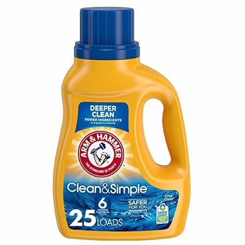 Arm & Hammer Clean & Simple, 25 Loads Liquid Laundry Detergent, 43.75 Fl oz, (packaging may vary)