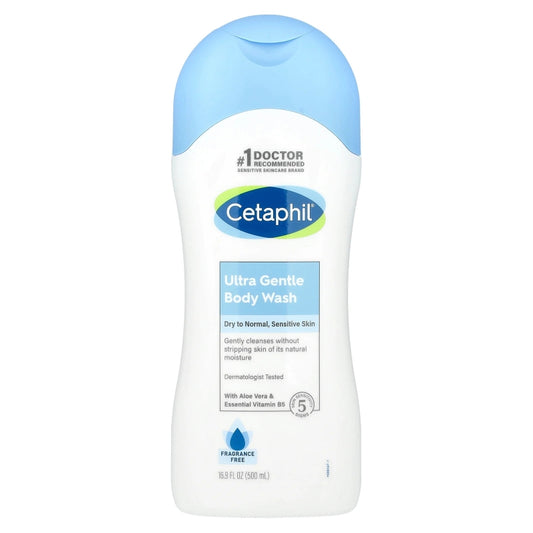 Cetaphil Ultra Gentle Body Wash, Fragrance Free, 16.9 fl oz (500 ml)